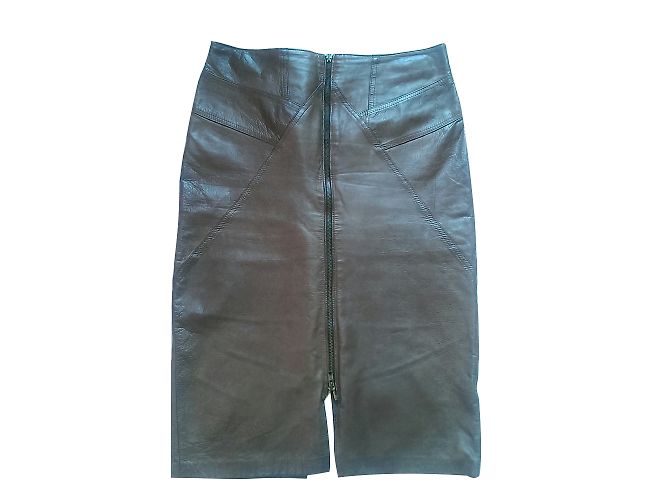 Autre Marque Gonna Lunga in Pelle Marrone
