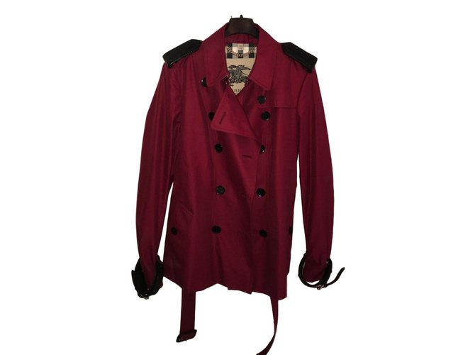 Burberry Trench coats Dark red Cotton  ref.87251