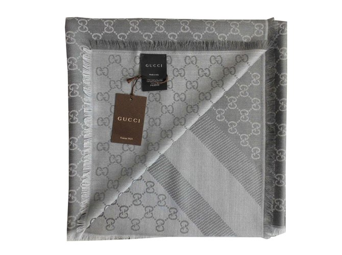 Guccissima scarf Grey Silk Wool  ref.87285