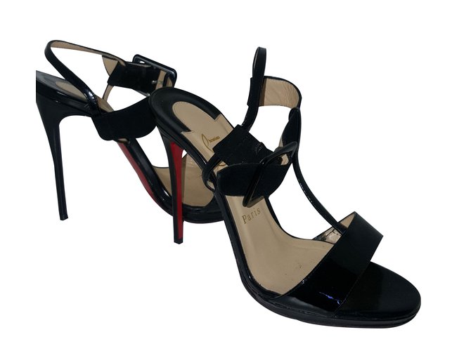 Christian Louboutin Sandals Salome Black Patent leather  ref.87302