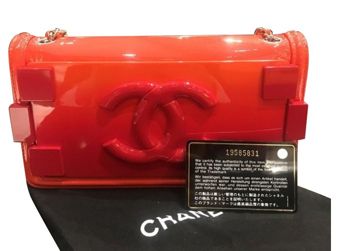 Chanel Boy lego brick Red Patent leather  ref.87330
