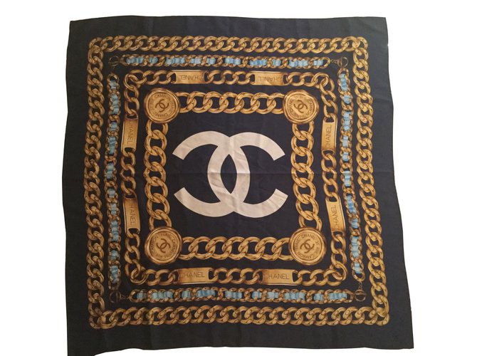 Chanel Sciarpa Blu Seta