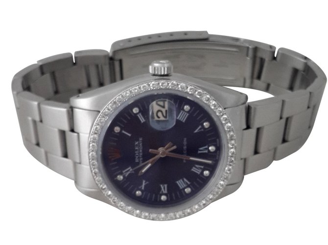 Rolex Steel and Diamond Blu scuro Acciaio  ref.87406