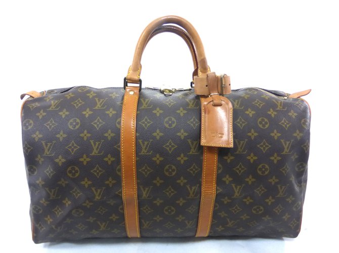 Louis Vuitton Keepall 50 monogram Brown Leather  ref.87423