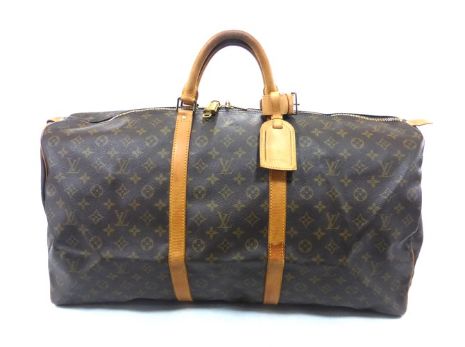 Louis Vuitton Keepall 60 monogram Brown Leather  ref.87426