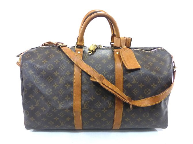 Louis Vuitton Keepall 50 bandouliere monogram Brown Leather  ref.87428
