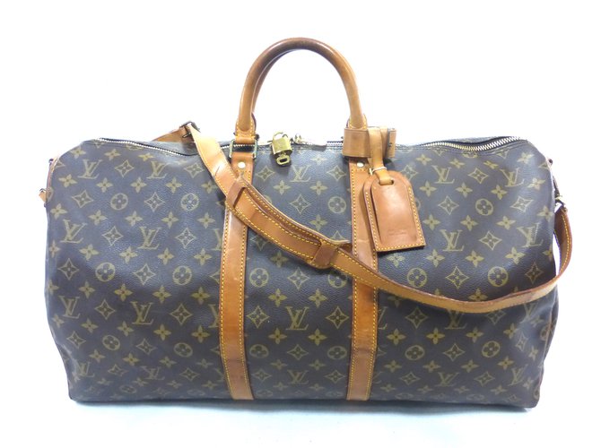 Louis Vuitton Keepall 55 bandouliere monogram Brown Leather  ref.87429