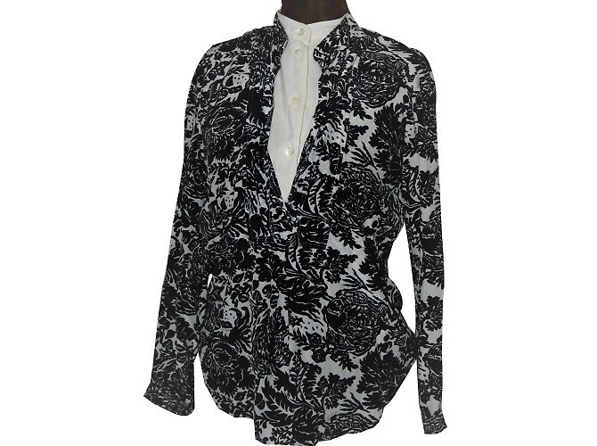 Gucci Silk Trompe l'oeil Blouse Black Eggshell