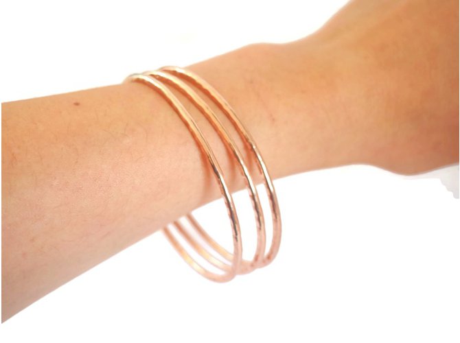 Autre Marque Rose gold plated bangles Gold-plated  ref.87502