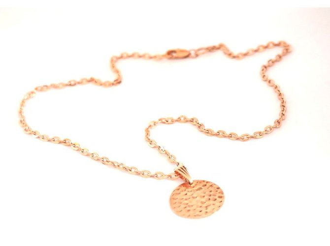 Autre Marque Chain and pendant hammered disc in rose gold plated Gold-plated  ref.87504