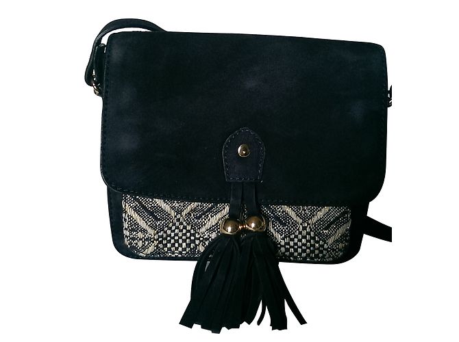 Autre Marque Mini bolsa de mão Alma Midnight em camurça de cabra azul marinho