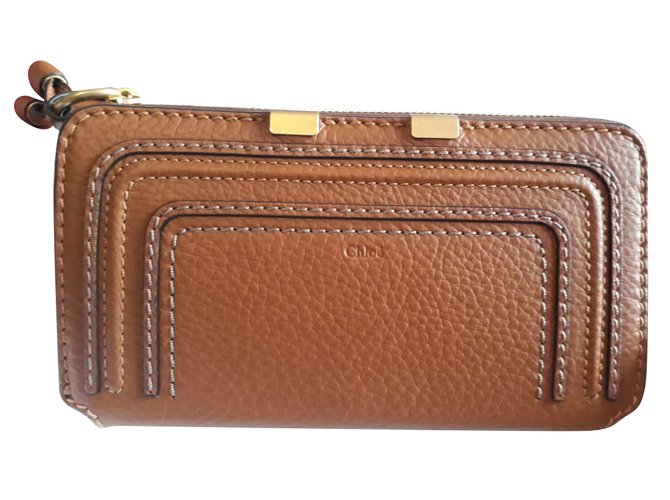 Chloé Marcie long zipped wallet Brown Leather  ref.87578