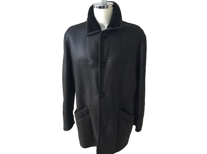 Autre Marque Black Lambskin 3/4 Coat Men