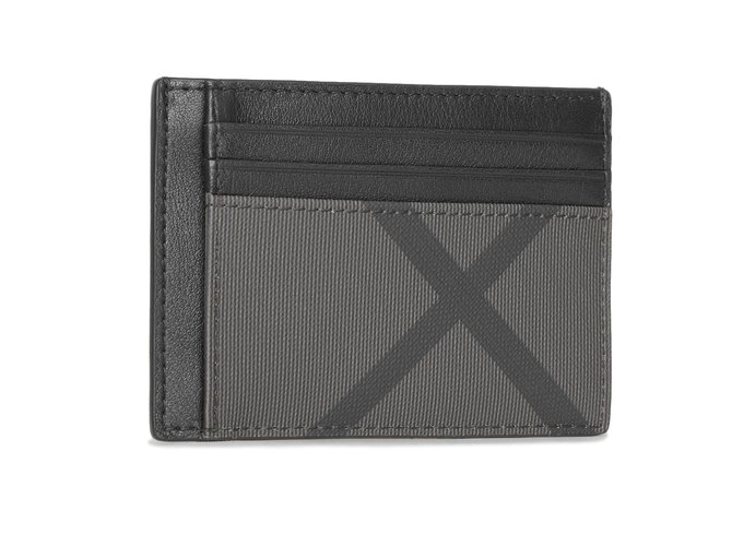 Burberry Check Card and Leather Card Holder with Money Clip Black  ref.87705