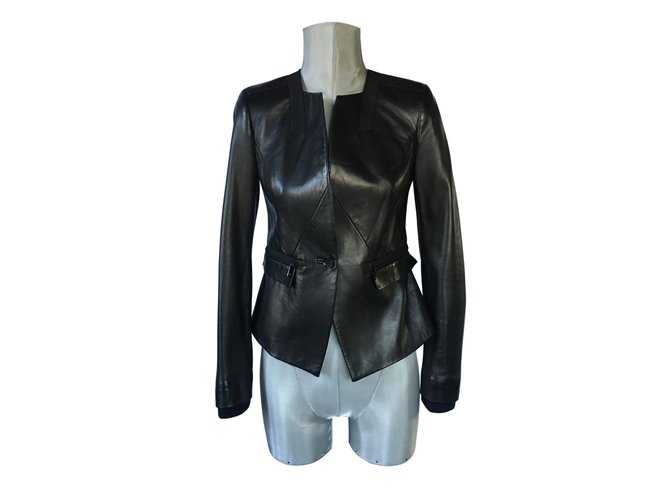 Jason Wu Jackets Black Leather Cloth  ref.87710