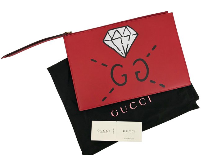 GucciGhost Red Clutch Rosso Pelle  ref.87742