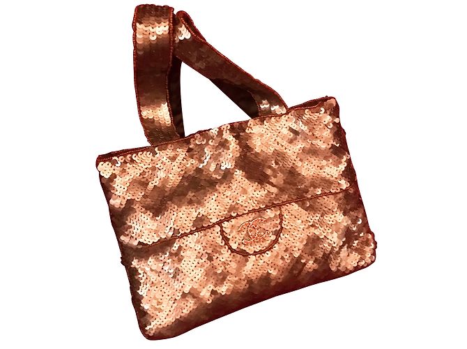 Saco de noite lantejoulas Chanel Marrom