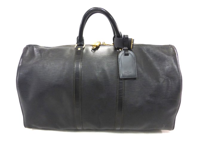 Keepall Louis Vuitton Keep you 50 year epi noir Black Leather  ref.87765