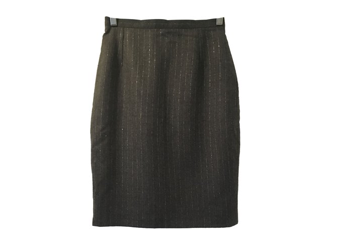 Yves Saint Laurent Skirt Grey Wool  ref.87831