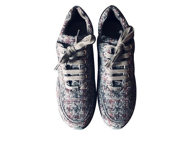 Chanel Sneakers Rouge Bordeaux Gris anthracite