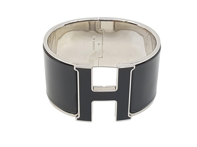 Hermès Bracelet Clic H Noir Argenté  ref.87934
