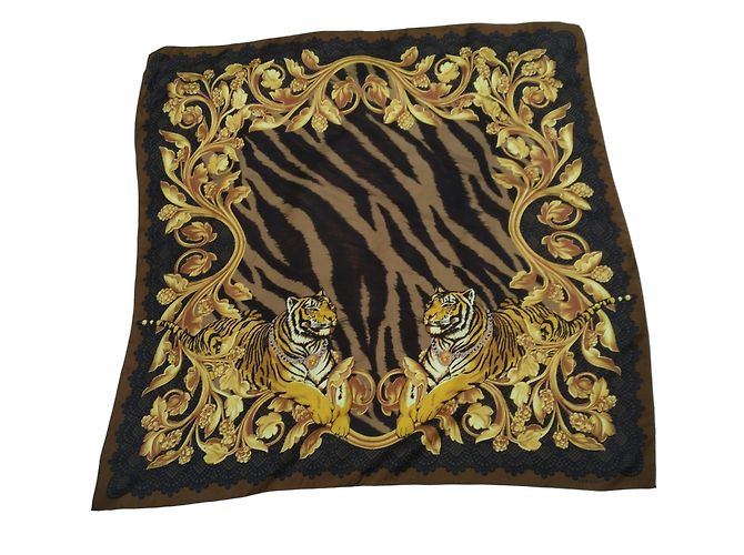 Sciarpa in seta Gianni Versace Nera e Oro 
