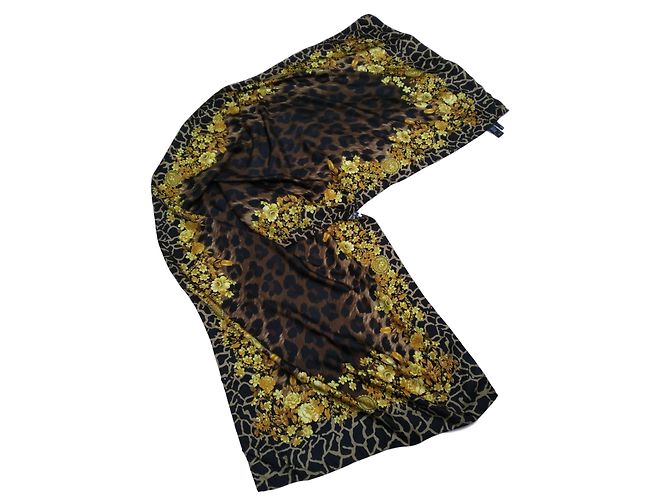 Bufanda de seda Gianni Versace negra Negro