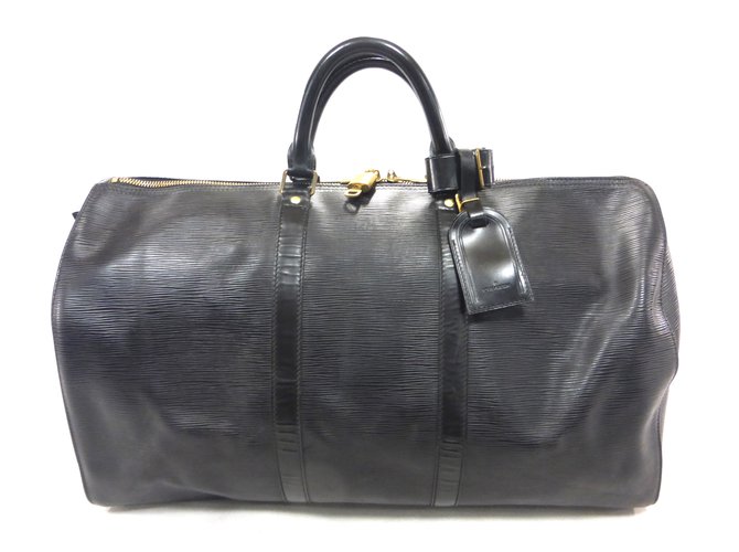 Keepall Louis Vuitton Keep you 50 year epi noir Black Leather  ref.87979
