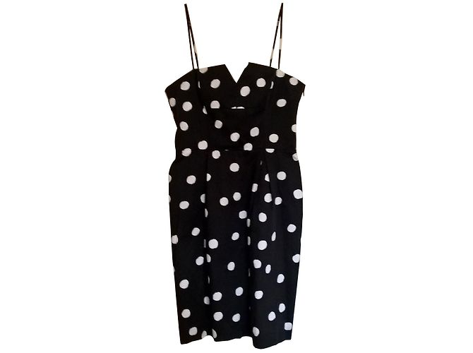 Vestido Tara Jarmon de algodón negro con punto blanco