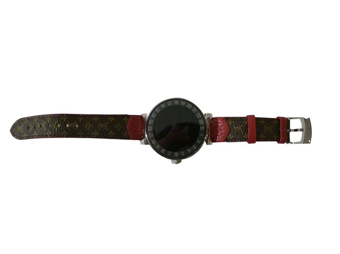 Louis Vuitton Relógio Conectado Tambour Horizon 42 Marrom Couro  ref.87999