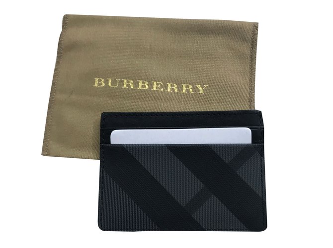 Burberry Check and Leather Card Case Black  ref.88005
