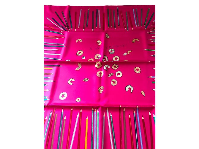 Hermès Bufandas de seda Fucsia