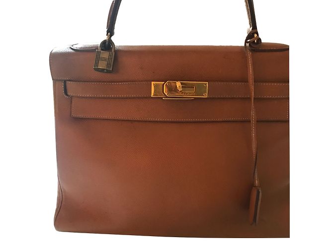 Hermès Kelly 1986 oder 1987 Beige Karamell Leder