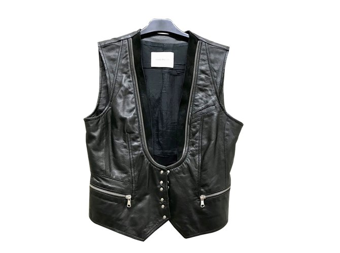 Balmain Without sleeves Black Leather  ref.88103