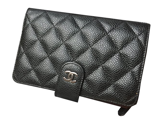 Chanel Zip Wallet Schwarz Leder  ref.88108