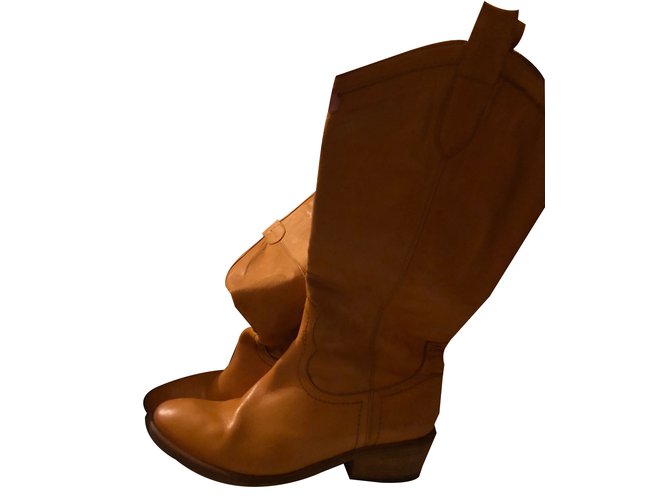 Strategia Boots Yellow Leather  ref.88133