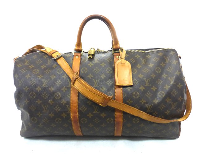 Louis Vuitton Keepall 55 bandouliere monogram Brown Leather  ref.88169
