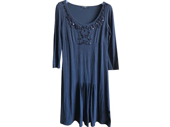 Vestido Weekend Max Mara de mezcla de lana bordado con perlas Gris oscuro Gris antracita