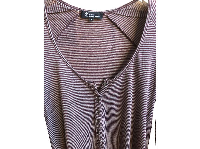 Isabel Marant Etoile Camiseta de lino a rayas Gris Burdeos