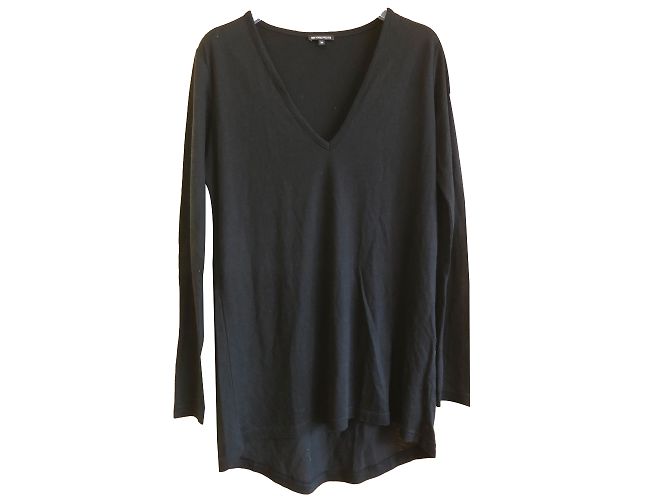 Ann Demeulemeester Top a Maniche Lunghe Nero Lana Lyocell