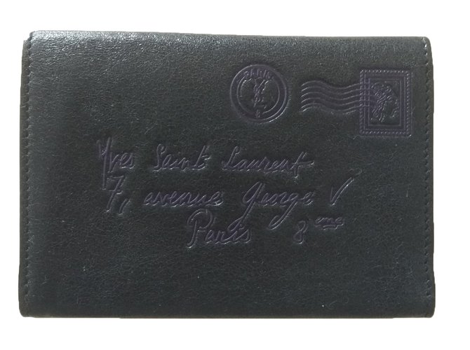 Yves Saint Laurent Wallet Dark blue Leather  ref.88226