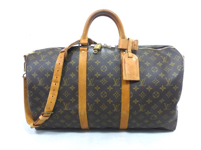Louis Vuitton Keepall 50 bandouliere monogram Brown Leather  ref.88243