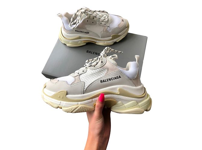 Balenciaga Triple S Sneaker Weiß Beige Leder
