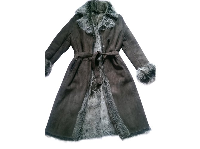 Autre Marque Coats, Outerwear Khaki Leather  ref.88256