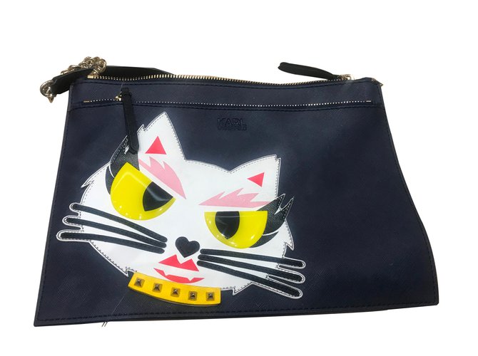 Karl Lagerfeld Choupette Clutch Navy blue Synthetic  ref.88293