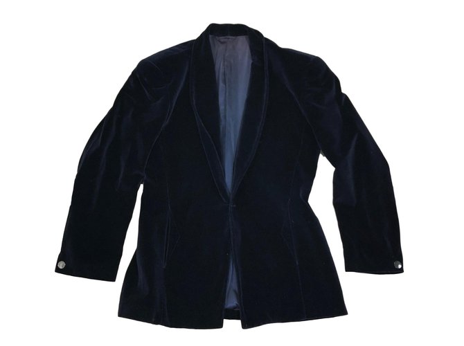 Thierry Mugler Vintage Jacket Blue Velvet  ref.128141
