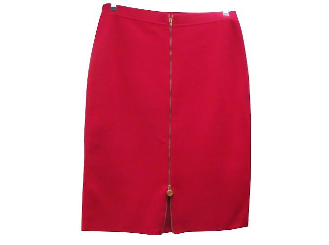 Saia Chanel de lã vermelha Vermelho