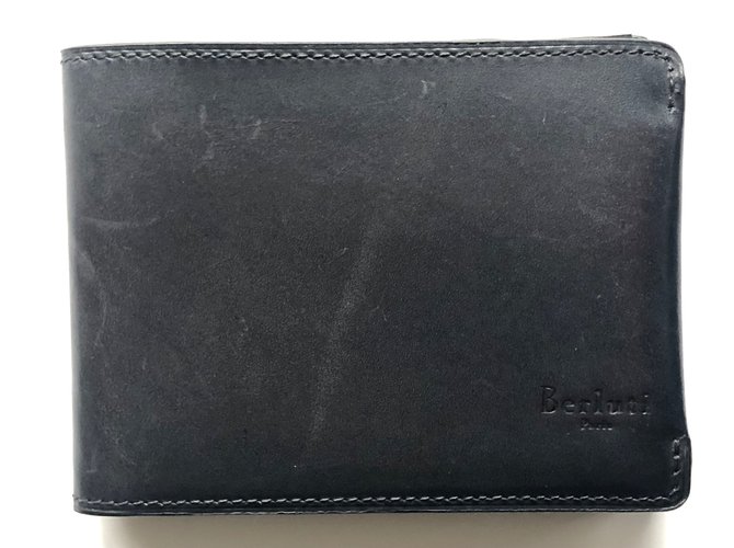 Berluti Card holder Black Leather  ref.88375