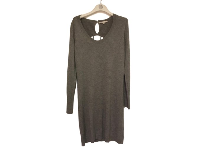 sweater dress with Maje guitar jewel detail Grey Cashmere Wool Rayon Angora  ref.88429