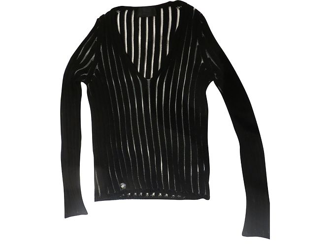 Philipp Plein, pull noir ajouré.